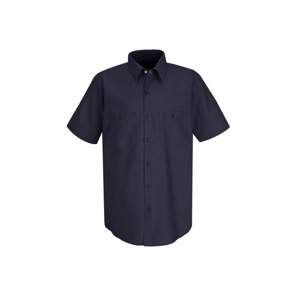 Red Kap Men's Wrinkle-Resistant Cotton Work Shirt Short Sleeve L Dark Navy SC40-SC40DNSSL